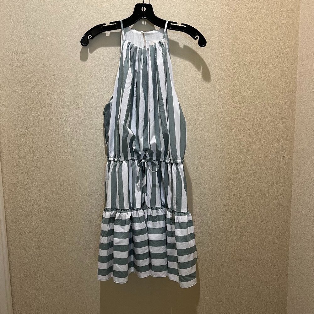 Mustard Seed Sleeveless Sage Green Stripe Sundress Size S